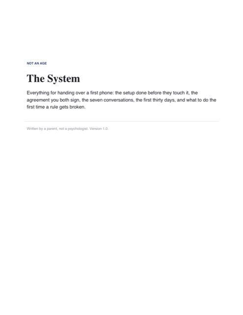 First page of The System, showing the title and what the document covers.
